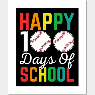 Happy 100th Day Of School Baseball Sport Gift Posters and Art